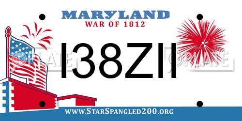 I38ZII Maryland License Plate