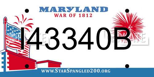 I43340B Maryland License Plate