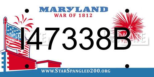 I47338B Maryland License Plate