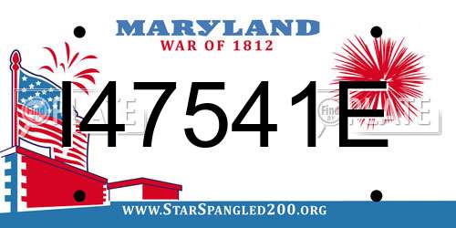 I47541E Maryland License Plate