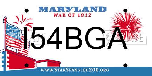 I54BGA Maryland License Plate
