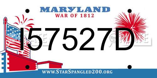 I57527D Maryland License Plate