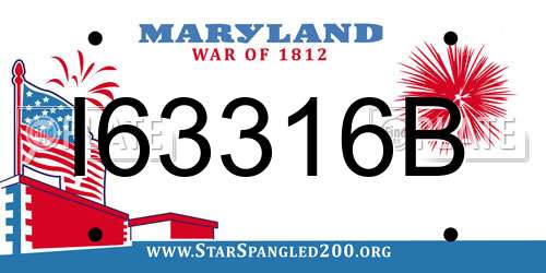 I63316B Maryland License Plate