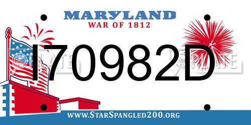 I70982D Maryland License Plate