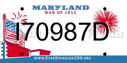 I70987D Maryland License Plate