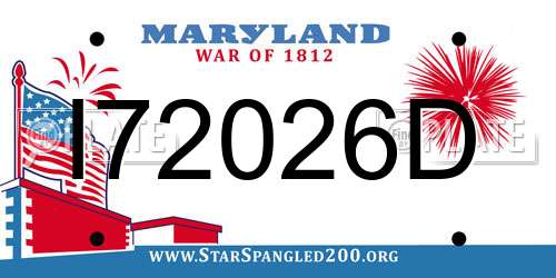 I72026D Maryland License Plate