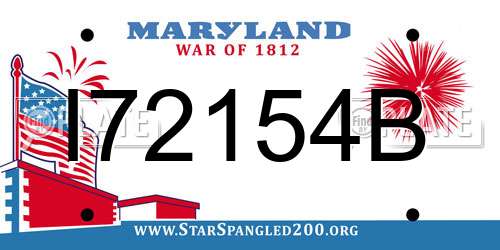 I72154B Maryland License Plate