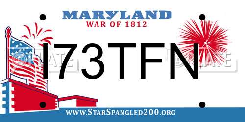 I73TFN Maryland License Plate
