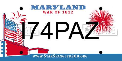 I74PAZ Maryland License Plate