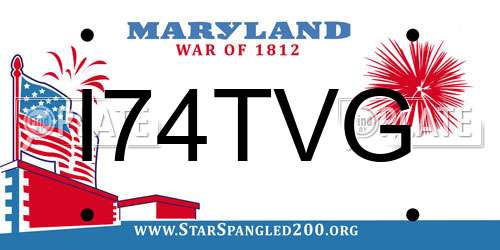 I74TVG Maryland License Plate