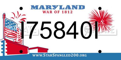I75840I Maryland License Plate