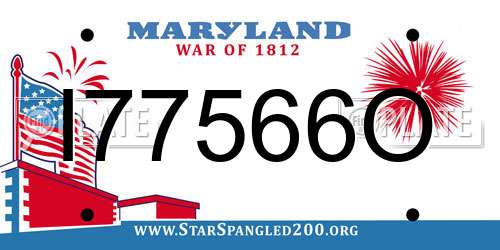 I77566O Maryland License Plate