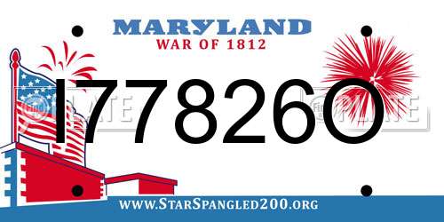 I77826O Maryland License Plate