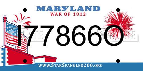 I77866O Maryland License Plate