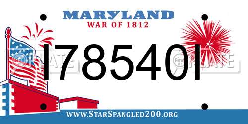 I78540I Maryland License Plate