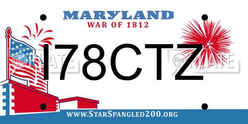I78CTZ Maryland License Plate