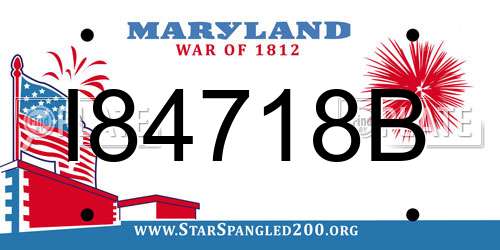 I84718B Maryland License Plate
