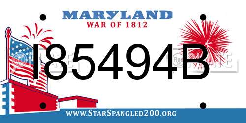 I85494B Maryland License Plate