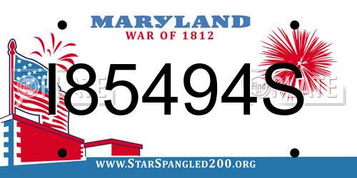 I85494S Maryland License Plate