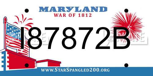 I87872B Maryland License Plate