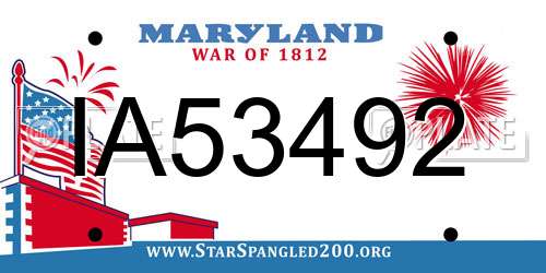 IA53492 Maryland License Plate
