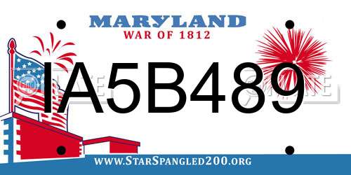 IA5B489 Maryland License Plate