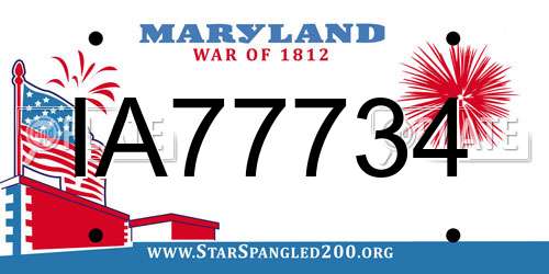 IA77734 Maryland License Plate
