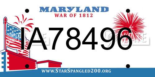 IA78496 Maryland License Plate