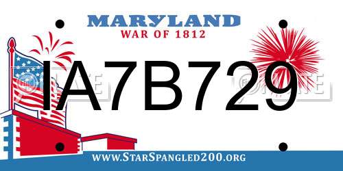 IA7B729 Maryland License Plate