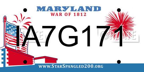 IA7G171 Maryland License Plate