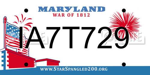 IA7T729 Maryland License Plate