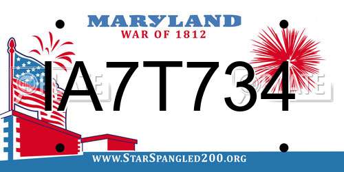 IA7T734 Maryland License Plate