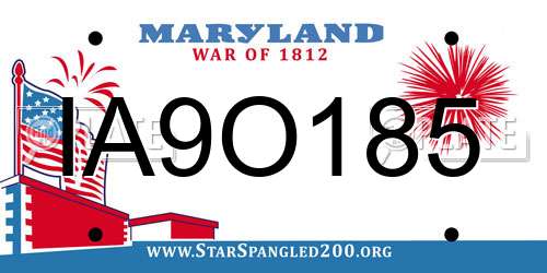 IA9O185 Maryland License Plate