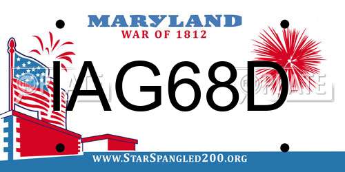 IAG68D Maryland License Plate