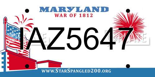 IAZ5647 Maryland License Plate