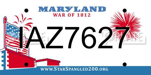 IAZ7627 Maryland License Plate