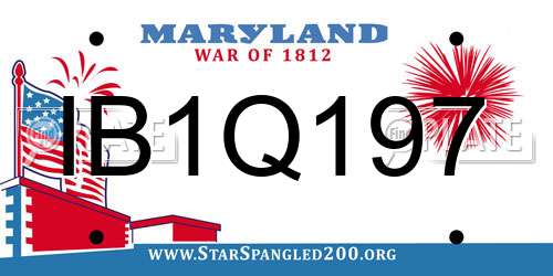 IB1Q197 Maryland License Plate