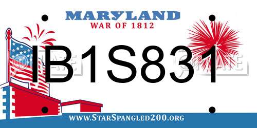 IB1S831 Maryland License Plate