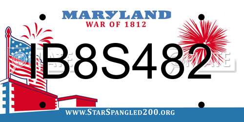 IB8S482 Maryland License Plate