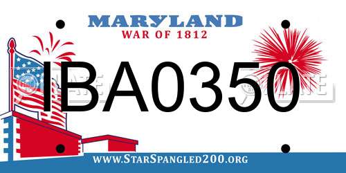 IBA0350 Maryland License Plate
