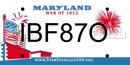IBF87O Maryland License Plate