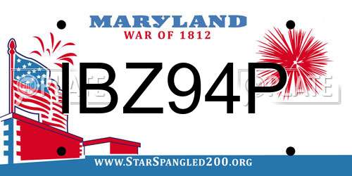 IBZ94P Maryland License Plate