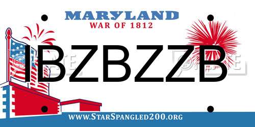 IBZBZZB Maryland License Plate