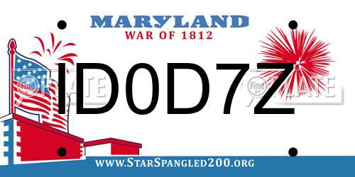 ID0D7Z Maryland License Plate