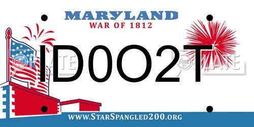 ID0O2T Maryland License Plate