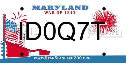 ID0Q7T Maryland License Plate