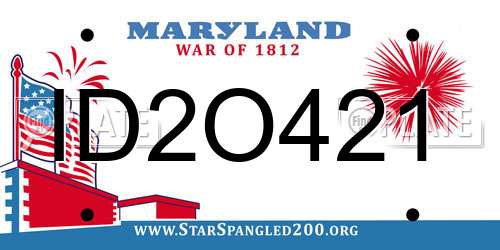 ID2O421 Maryland License Plate