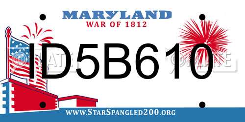 ID5B610 Maryland License Plate