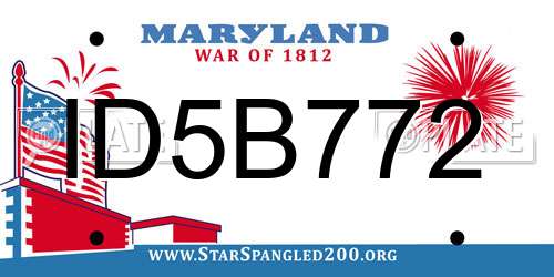 ID5B772 Maryland License Plate