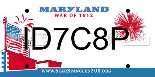 ID7C8P Maryland License Plate